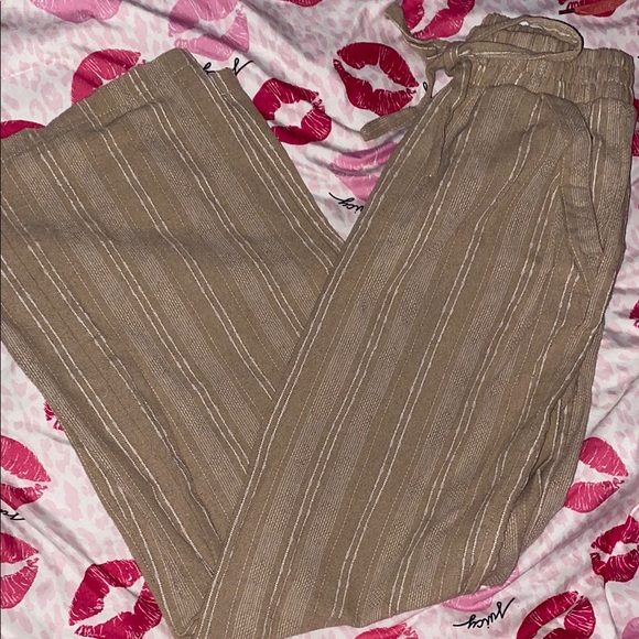 Sienna Sky Tan Striped Pants - Picture 1 of 1
